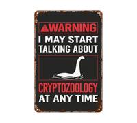 metal wall decor Red Warning Cryptozoology Cryptid Cryptids tin signs Office Wall Decor for Home,Bathroom,Yard,Office,Cafe,Kitchen,Garage,or Man Cave Funny and Inspiratiol Life Quotes 8x12inch