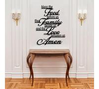 Metal Wall Decor Wall Art Bless The Food Before Us Bible Verses & Quotes Prayer Gift - Black 30"X23" 76X58Cm