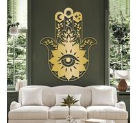 Metal Wall Decor Wall Art Hamsa Evil Eye Hamsa Hand Evil Eye Hand Blessed Meditation Hanging 35"X27" 90X69.5Cm Gold 1