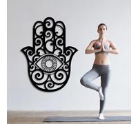 Metal Wall Decor Wall Art Hamsa Evil Eye Hamsa Hand Evil Eye Hand Blessed Meditation Hanging 41"X32" 105X81Cm Black 2
