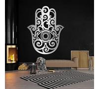 Metal Wall Decor Wall Art Hamsa Evil Eye Hamsa Hand Evil Eye Hand Blessed Meditation Hanging 48"X37" 121X93.5Cm Silver 2