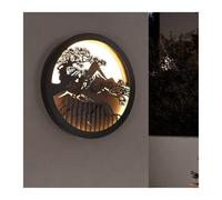 Metal Wall Decor Wall Sculptures Art with Led Light, 3D Welcoming Pine Wall Art Decor,Wall Sculptures Wall Light for Indoor Outdoor Garden Entrance(Natural,80cm/31.5in)