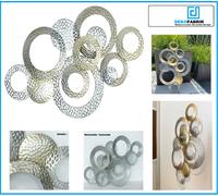 Metal Wall Decoration Circles Wall Art Hole Pattern Design Champagne 76x48 Cm