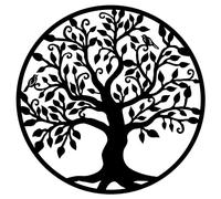 Metal Wall Decoration Tree of Life Wall Decor Industrial Black Large Modern Original Living Room (60 x 60 cm)
