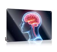 Metal Wall Decoration Unique Wall Decor | Human Brain In Profile With Glowing Lights. Handmade For Workshop Home(30X40CM)