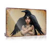 Metal Wall Decoration Work Vintage Style | Child With Raven: A Mysterious Bond Preppy Reusable Home Decor(30X40CM)