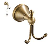 Metal Wall Hook - Antique Hanging Holder, Rustic Coat Rack | Display Stand with Two Hooks, Textured Towel Organizer Frame, Retro Hanging Solution and Elegant Bathroom Decor