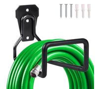 Metal Wall Hose Holder, Free Standing Garden Hose Holder, Pool Hose Holder - Rustproof Garden Hose Holder, Wall Mount for Water Hose and Cable - Black