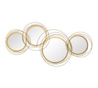 Metal Wall Mirror Gold 56x107cm Waved Circle Metal Decorative Large 3D Sculpture