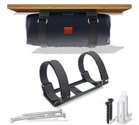 Metal Wall Mount Compatible with JBL Charge 6/Charge 5,4,3/Flip 7/Flip 6,5,4, Secure Shelf Bracket with Adjustable Leather Straps Speaker Wall Mount for Ceiling (Black)