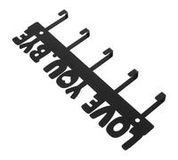 Metal Wall Mounted Key Holder Rack with 5 Hooks and Screws Hardware Rustic | Love You Bye Design Decor, Reduces Clutter in Office or Home Office Wall, Fits Purses and Keychains