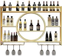 Metal Wall Mounted Wine Display Rack - Floating Shelves for Home & Restaurant - Industrial Round Wine Rack - Glass Rack Iron Display Stand
