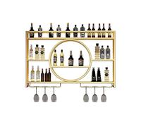 Metal Wall Mounted Wine Rack with Glass Holder - Mini Bar Liquor Shelf for Whiskey and Wine Glass Storage - Perfect for Home Bar Display
