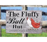 Metal Wall Plate tin Sign The Fluffy Butt Hut Kitchen Restaurant Game Room bar Holiday Decoration 8x6 Inch