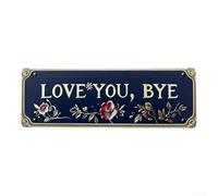 Metal Wall Sign, 45.8 x 15.8 cm Large Size, Modern Minimalist Home Decor, Wall-Mountable Christmas Hanging Ornament, Navy Love You Bye Design for Living Room or Entryway(S)