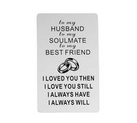 Metal Wallet Insert - Card Gifts for Husband: Anniversary, Valentine's, Wedding, Christmas, Birthday - Men & Couple Gift - I Love You - Silvery