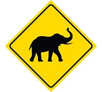 Metal warning sign 12x12 inches Metal Road Sign Yellow Diamond Elephant Crossing Signs Square Sign Metal Poster Artwork Decor