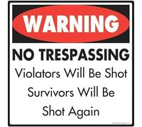Metal warning sign 12x12 inches New Tin Sign Warning! No Trespassing Violators Will Be Shot Aluminum Dog Sign Personalizeds for Outdoors