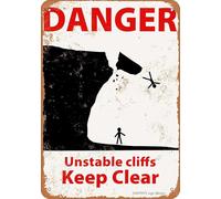 Metal Warning Sign DANGER UNSTABLE CLIFFS KEEP CLEAR"Private property no trespassing sign，posted no trespassing signs private property, indoor and outdoor metal aluminum "12 x 8", need to be