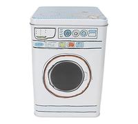 Metal Washing Machine Shape Laundry Powder Bin, Large Capacity Tin Laundry Detergent Canister Container for Holding Pods Tablets Capsules Powder Detergent