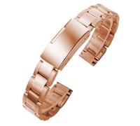 Metal Watch Band Durable Stainless Steel Folding Clasp Replacement 10mm 12mm 14mm 16mm Watch Strap(Rose Gold,12mm)