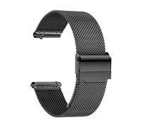 Metal Watch Bands Foldover Clasp Stainless Steel Mesh Straps For Men Women Quick Release 20mm 22mm(Black,20mm)