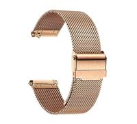Metal Watch Bands Foldover Clasp Stainless Steel Mesh Straps For Men Women Quick Release 20mm 22mm(Rose gold,22mm)