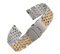 Metal Watch Strap Durable Stainless Steel Replacement Wristband Quick-release Design Unisex(Silver gold,19mm)