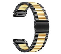 Metal Watch Strap Durable Stainless Steel Replacement Wristband Unisex Comfortable Watch Accessories(Black-gold,26mm)