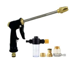 Metal Water Hose Sprayer - Robust Spraying Wand 9.45x5.71in, Versatile Cleaning Nozzle | Adjustable Flow Head, Professional Irrigation for Vehicle Washing Backyard Greenery Soil Hydration Present