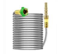 Metal Water Hose100ft,304 Stainless Steel Expandable Garden Hose 100ft with Copper Bullet Hose Nozzle,Copper Bullet Hose Corrosion-Resistant Outdoor Patio With 4 Function Nozzle(100FT）