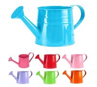 Metal Watering Can Mini,1L Vintage Galvanised Steel Watering Pot with Long Spout,Rust Resistant Lightweight Watering Can for Indoor Outdoor Garden Plants Kids Adult (Blue, 24.5x12x13cm)