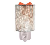 Metal Wax Melt Burner Oil Burner Plug in, Electric Candle Wax Warmer Melter Essential Oil Fragrance Burner, Night Light Aroma Lamp For Home Office Bedroom Gifts & Decor (Silver-Shell)