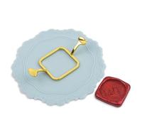 Metal Wax Seal Mold, Square Wax Seal Stamp Mold with Silicone Waxing Mat for DIY Craft, Envelopes, Gifts and Wine Packaging