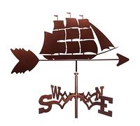 Metal Weather Vane Sailing Figurine Practical Wind Direction Indicator, Garden Stake Stainless Steel Weathervane Measuring Tool Yard Easy to Assemble