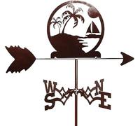 Metal Weathervane Coconut Tree Weather Vane Garden Farm Decor Wind Direction Indicator Courtyard Decor Cast Iron Wind Vane (Style 1)