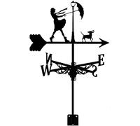 Metal Weathervane Girl in The Rain Wind Vane Weather Vane Wind Direction Measuring Tool Garden Decorative Weathercock Outdoor Roof Garden Installation