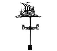 Metal Weathervane Owl Weather Vane Outdoor Roof Garden Mount Yard Decor Weather Vane, Pirate Ship Viking Warship Indicating Wind Direction