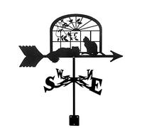 Metal Weathervane with Dog Ornament, Garden Stake Wind Direction Indicators Professional Measuring Tool Garden Yard Roof Mount And