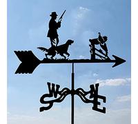 Metal Weathervane with Hunter Crane Lighthouse Wild Horse Wolf Ornament,Garden Stake Weather Vane Professional Measuring Tool Garden Yard Roof Mount Easy Use