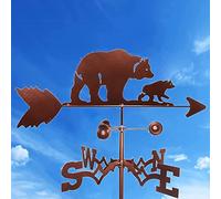Metal Weathervane with Tyne Bear Ornament, Wind Direction Indicator Garden Stake Weather Vane Professional Measuring Tool Garden Yard Roof Mount Easy Use