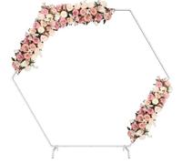 Metal Wedding Arch 7.2ft x 6.2ft Hexagon Arch Stand White Balloon Arch kit Garden Arbor Frame Hexagon Backdrop Stand Background Decoration for Wedding Birthday Party Baby Shower - White
