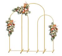 Metal Wedding Arch Backdrop Stand,3-Piece Gold Arch Backdrop Stand for Wedding Ceremony Bridal Party Birthday Party Balloon Arch Decoration(Gold)