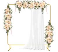 Metal Wedding Arch Backdrop Stand for Parties 6.6FT Gold Balloon Arch Square Frame Kit Pipe and Drape Stand Floral for Ceremony, Wedding, Baby Shower, Birthday Party, Flower Wall Decoration