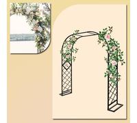 Metal Wedding Arch for Outdoor Ceremony & Party Decoration Garden Trellis Arbor with Ground Bases for Climbing Plants Vines & Roses Arched Frame (Black W300xH230CM)