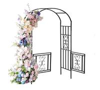 Metal Wedding Arch with Door, Pergola for Climbing Plants, Spalier, Steel Garden Arbor, Perfect for Outdoor Ceremonies, Black Finish