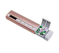 Metal Weekly Pill Organizer Modern with Slide Case 7-Day Travel Pill Box Stylish, Moisture-Resistant Vitamin Holder, Secure Lids, Large Capacity (Rose Gold)