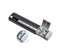 Metal Weekly Pill Organizer Modern with Slide Case 7-Day Travel Pill Box Stylish, Moisture-Resistant Vitamin Holder, Secure Lids, Large Capacity (Black)