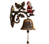 Metal welcome doorbell with festive holiday characters and engraved WELCOME HOME message, designed to brighten entryways and living spaces during the holiday season (C the elderly)