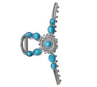 Metal Western Claw Clip - Simulation Blue Stone Claw Hair Clip | Vintage Non-Slip Flower Headpiece for Staging